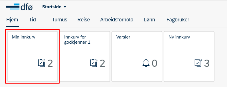 Bildet viser flisen min innkurv i selvbetjeningsportalen