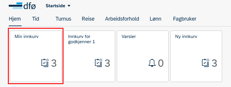 Bildet viser min innkurv i selvbetjeningsportalen