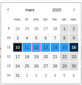 bildet viser kalender