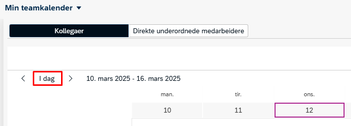 Bildet viser valget om å vise dagens dato