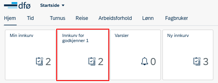 Bildet viser flisen innkurv for godkjenner 1 i selvbetjeningsportalen