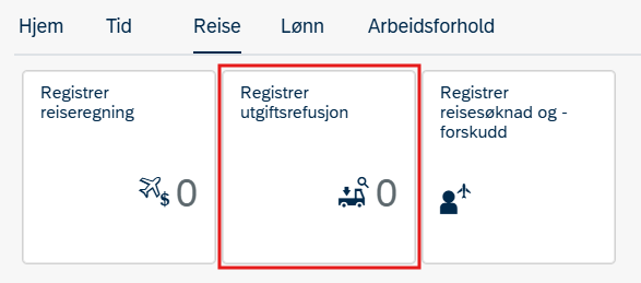 Bildet viser reisefanen i selvbetjeningsportalen