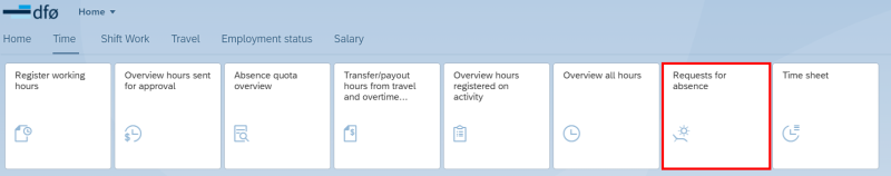 Image showing Request for absence tile in the self service portal