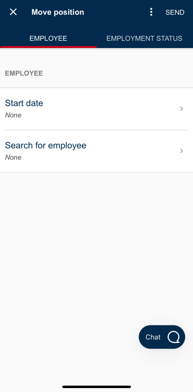 image showing the employee tab