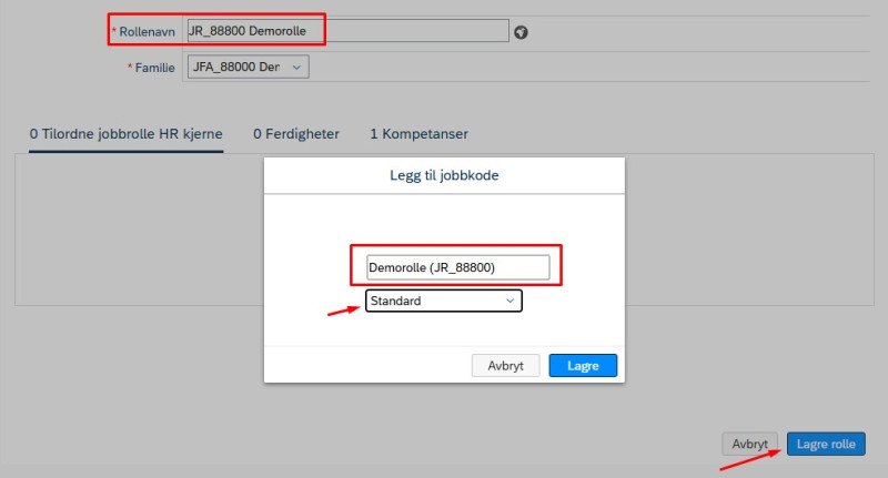 Legge til jobbrollen i HR kjerne
