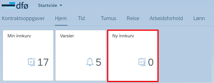 Bildet viser "Ny innkurv" i Selvbetjeningsportalen.