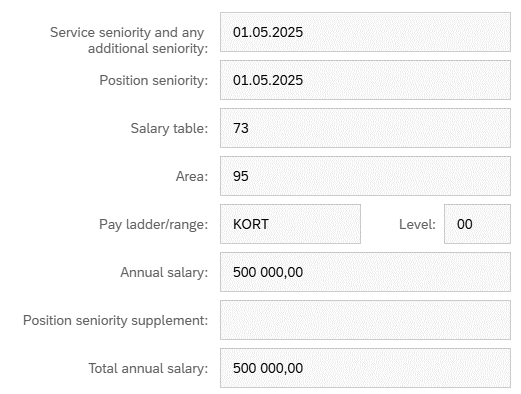 The image shows salary information with a position on pay ladder