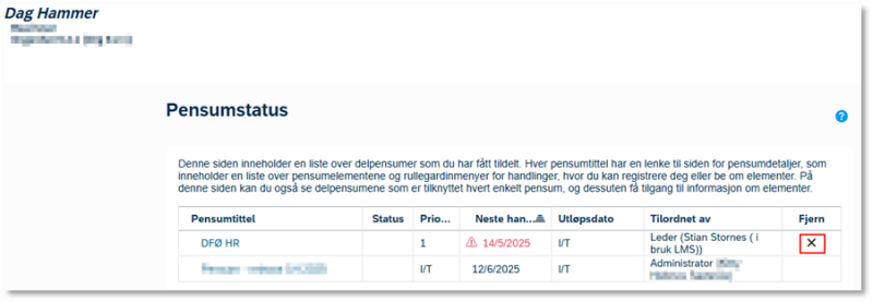 Bildet viser Pensumstatus til ansatt