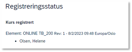 Bildet viser Registreringsstatus