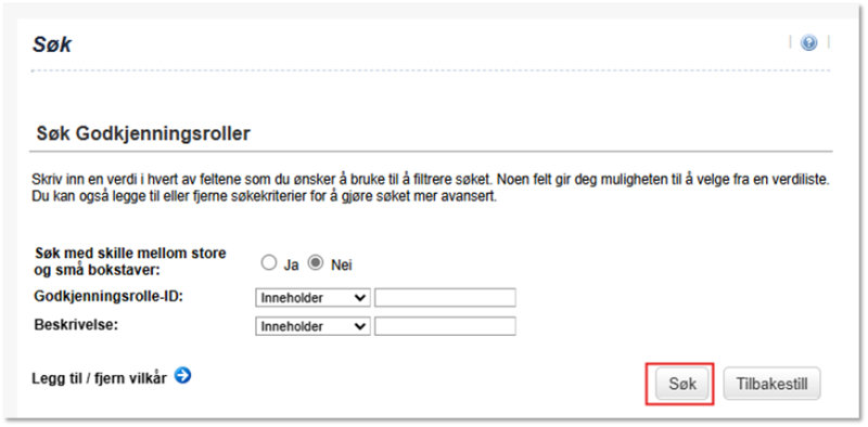 Bildet viser knappen søk