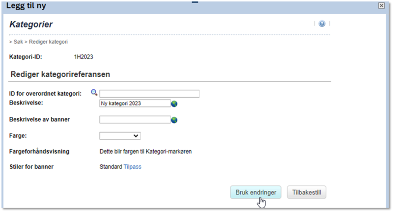 Bildet viser knappen bruk endringer