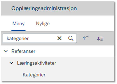 Bildet viser vedlikehold av kategorier
