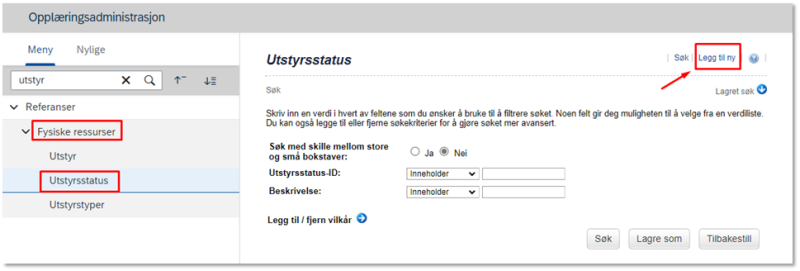 Bildet viser valget legg til ny