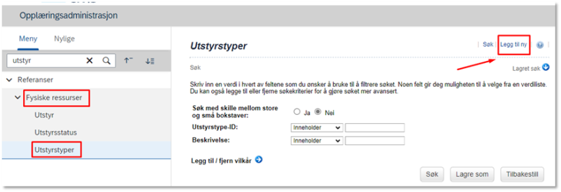 Bildet viser valget legg til ny