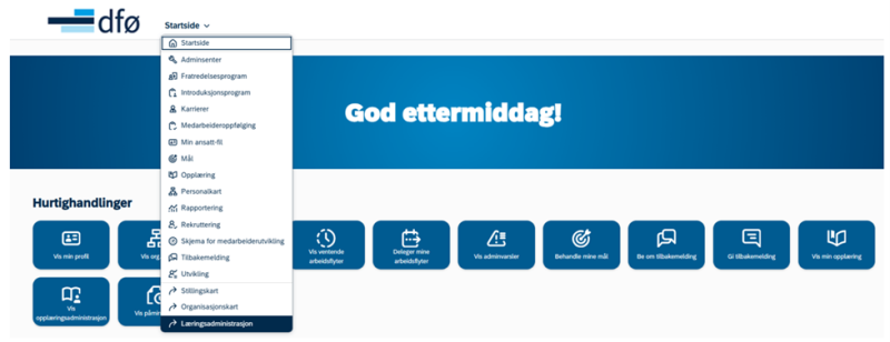 Bildet viser et skjermbilde fra systemløsningen DFØ HR