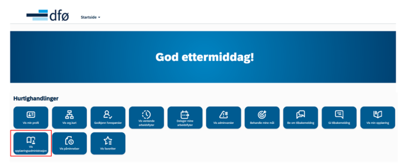 Bildet viser et skjermbilde fra systemløsningen DFØ HR