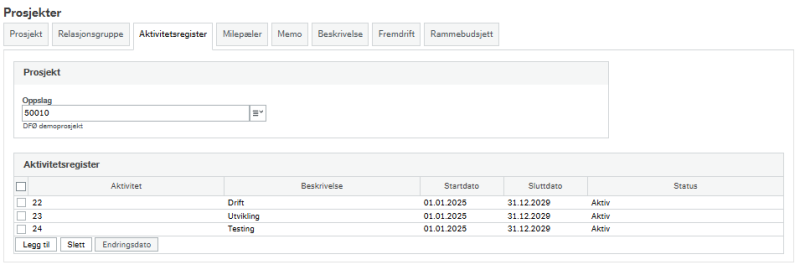 Skjermbilde av system. 