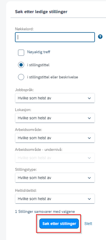 Bildet viser hvor interne stillinger ligger. 