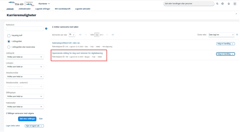Bildet viser kandidatprofil for interne søknader.