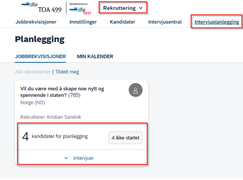 Bildet viser intervjuplanlegging. 