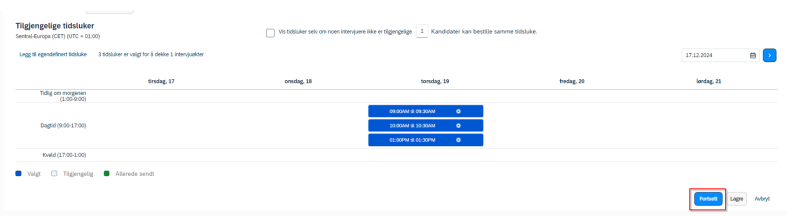 Bilde som viser tilgjengelig tidsluker