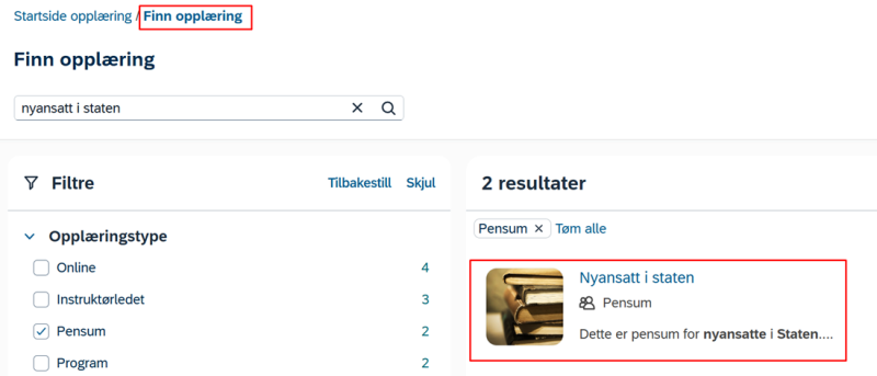 Bildet viser et skjermbilde fra systemløsningen DFØ HR