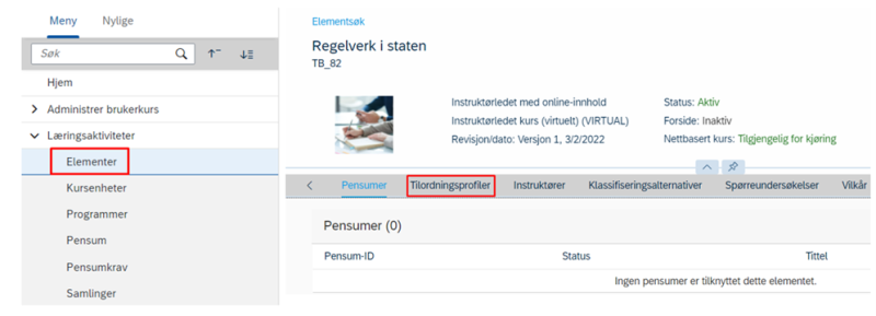 Bildet viser et skjermbilde fra systemløsningen DFØ HR