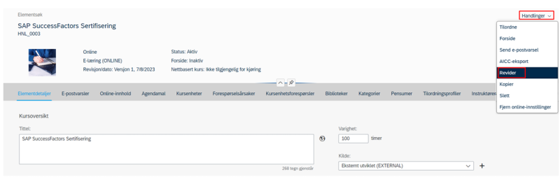 Bildet viser et skjermbilde fra systemløsningen DFØ HR
