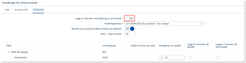 Bildet viser et skjermbilde fra systemløsningen DFØ HR