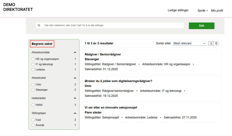 Skjermbilde som viser hvilke detaljer som kan legges inn som for eksempel "arbeidsområde" og "by".
