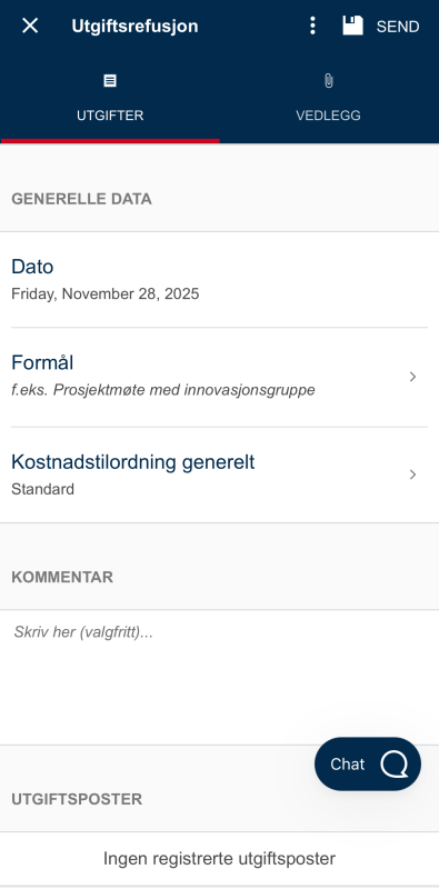 Bildet viser felter til utfylling