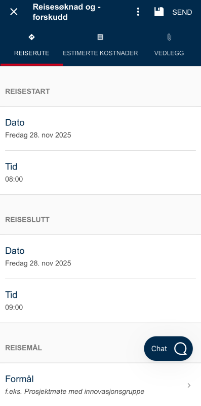 Bildet viser reiserute