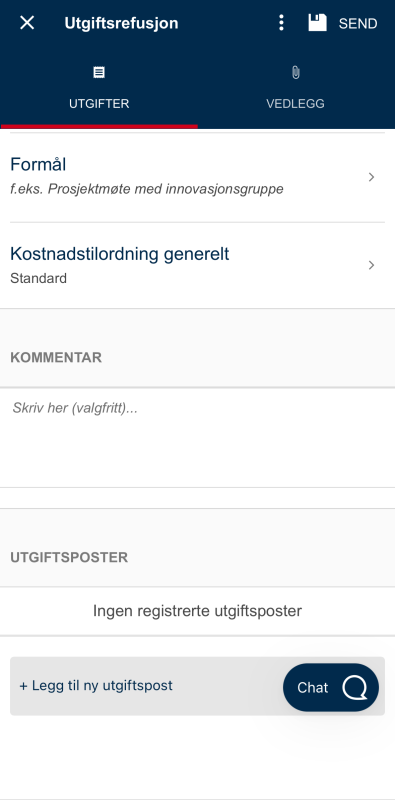 Bildet viser felter til utfylling