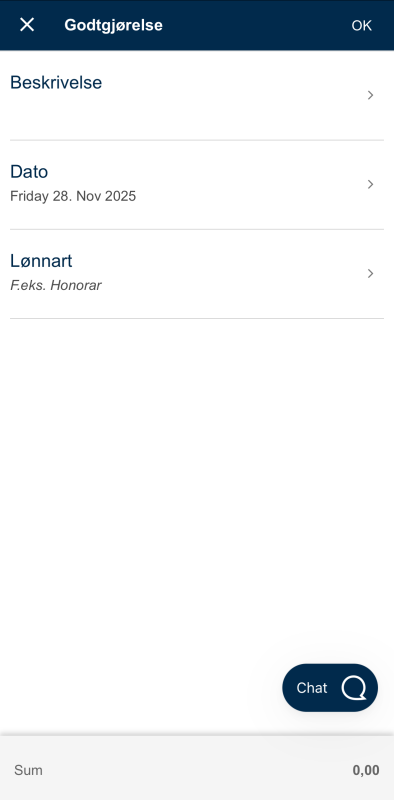 Bildet viser legg til godtgjørelse