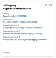 Bildet viser visning av personprofil med eksterne koder.