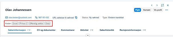 Bilde som viser hvor rekrutterer kan se de ulike taggene. 