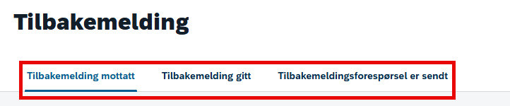 Skjermbilde fra DFØ HR Medarbeiderutvikling, tilbakemelding, tre faner