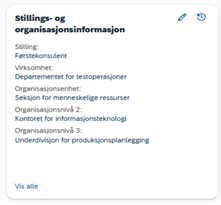 Bildet viser visning av personprofil uten eksterne koder.