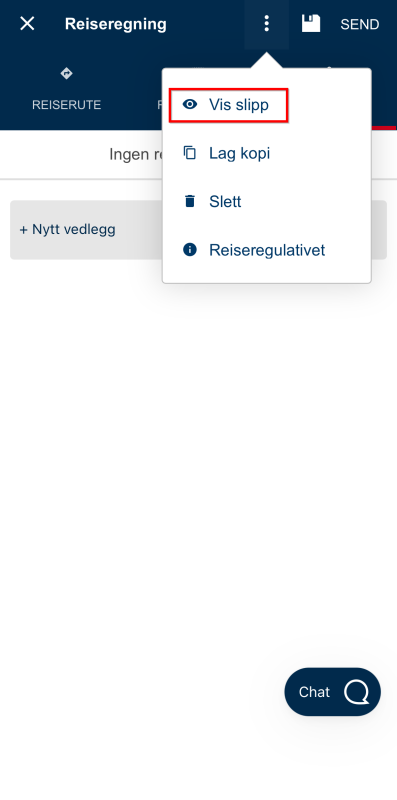 Bildet viser vis slipp i reisregning