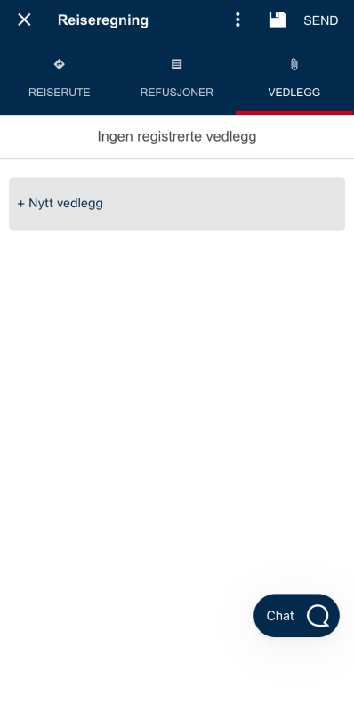 Bildet viser fanen vedlegg i dfø app
