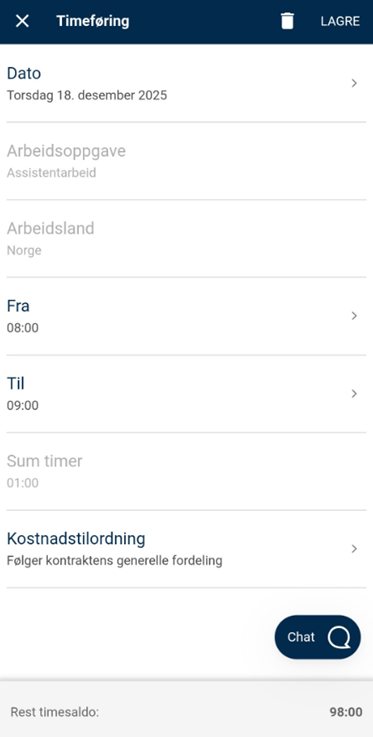 Bildet viser timeføring