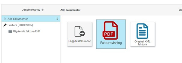 Fakturaoversikt PDF og XML web
