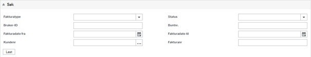 Fakturaoversikt søkefunksjoner