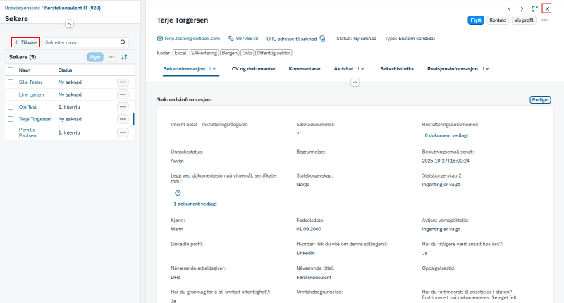 Bildet som viser hvordan du kommer tilbake til kandidatoversikt 