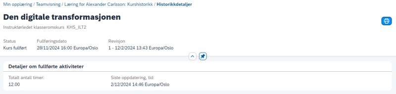 Bildet viser eksempel på et kurs.