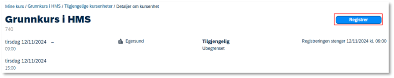 Bildet viser knappen registrer