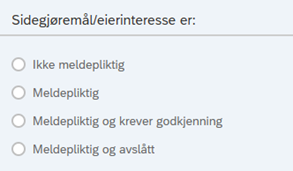 Bildet viser valg ved behanding av oppgaven