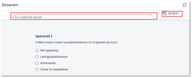 Bildet viser tidsinformasjon for eksamen