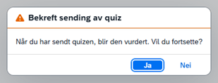 Bildet viser bekreft sending av quiz