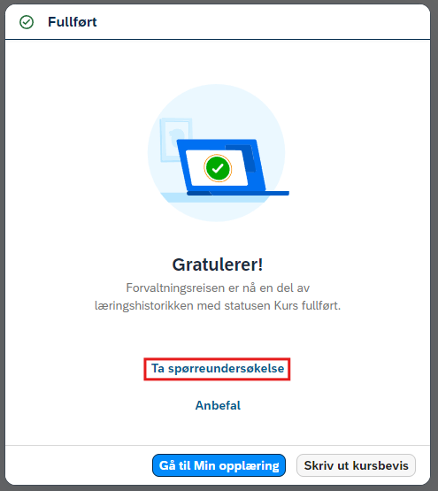 Bildet viser knappen ta spørreundersøkelse